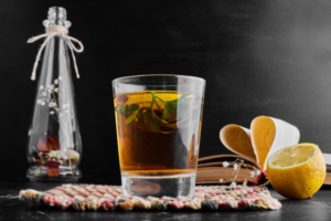 After party drink with lemon and herbal ingredients